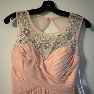 Elegant Peach Embellished Evening Dress
